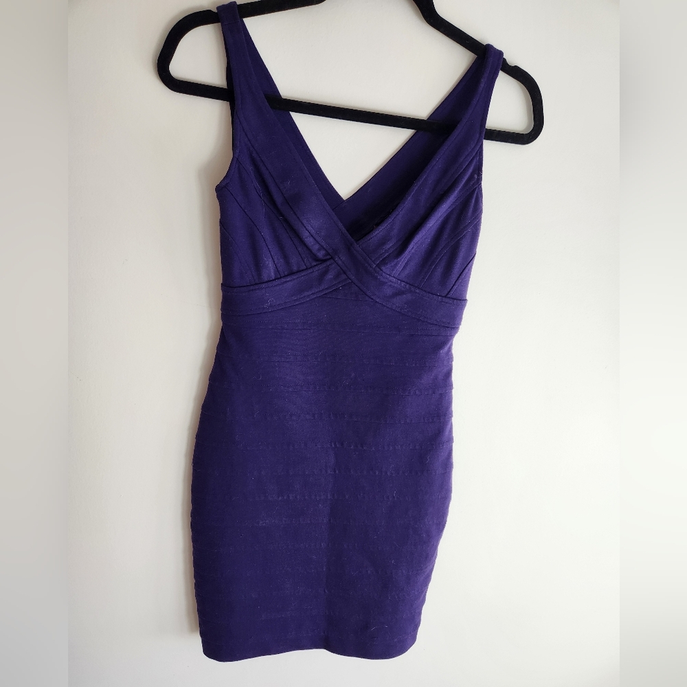 ALI RO Women's Sleeveless Mini Dress, Sweetheart V-Neck, Indigo/ Purple, Size 2